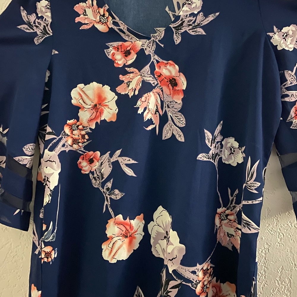 Womens BLENCOT Women's Summer V Neck... navy blue with floral size L